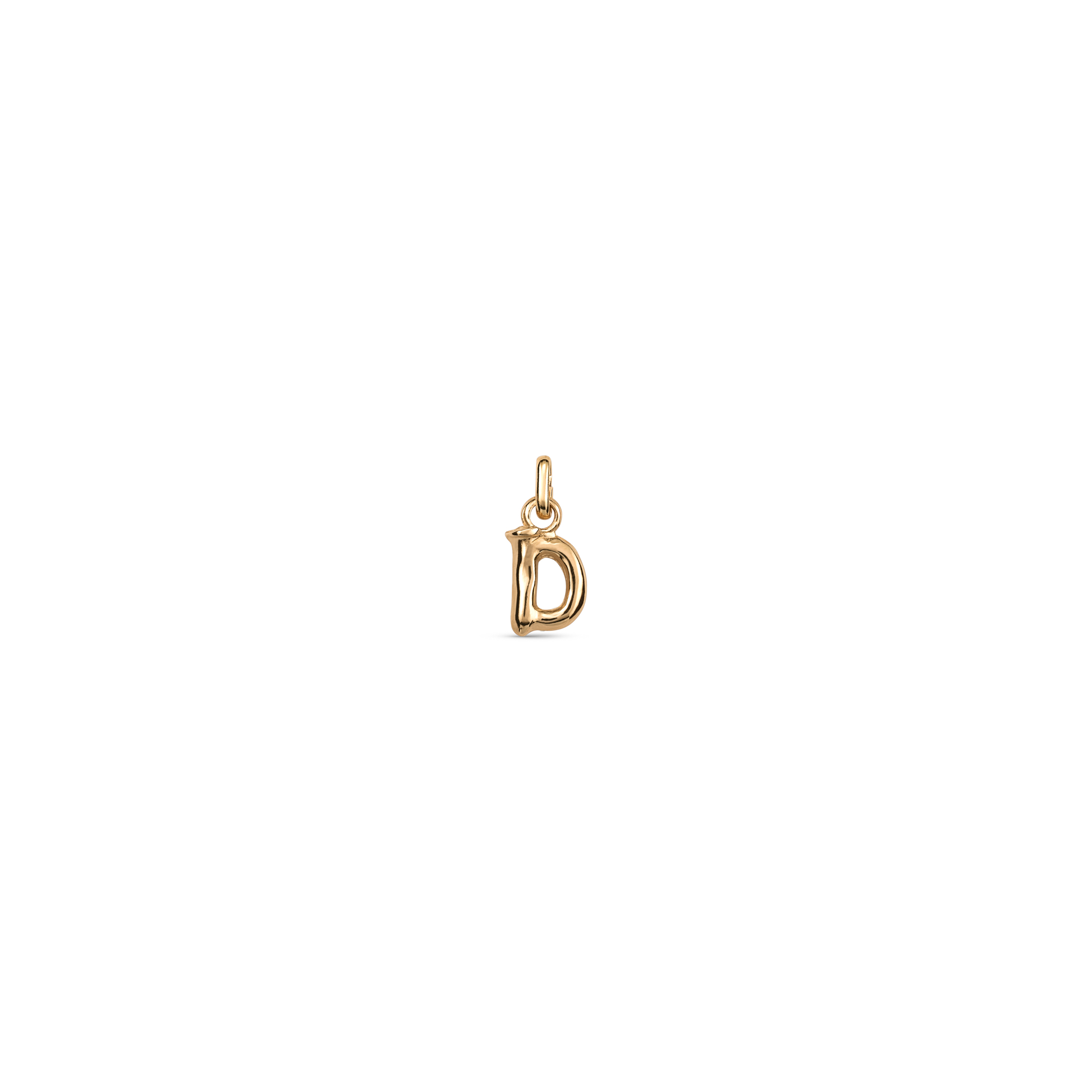 18K gold-plated charm with small letter D, Golden, large image number null